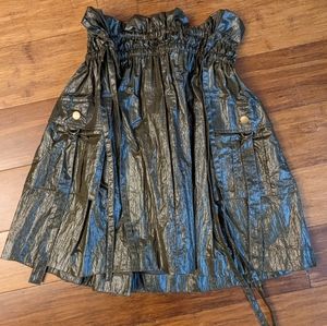Ulla Johnson shiny green paper bag skirt